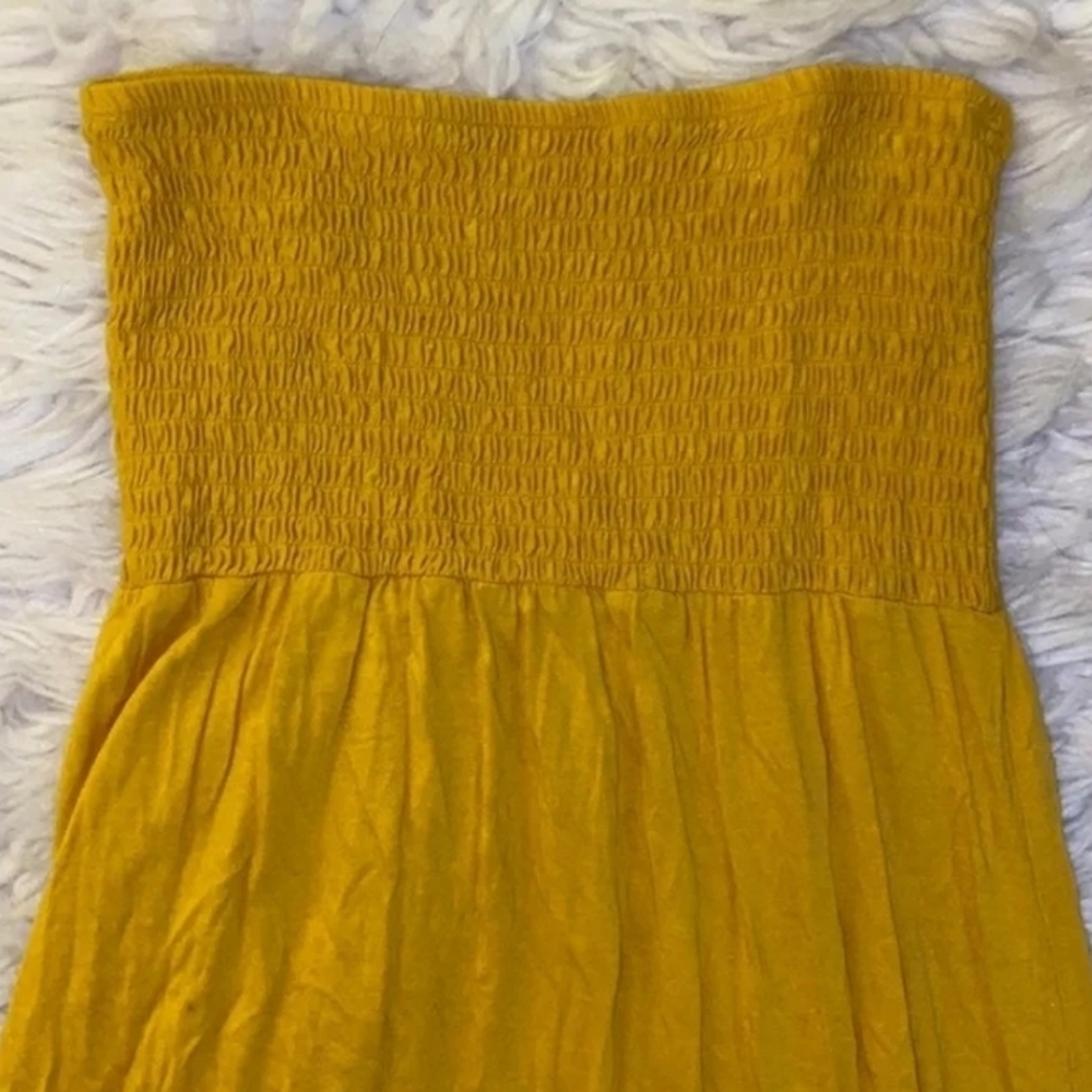Papaya Yellow Strapless Smocked Dress